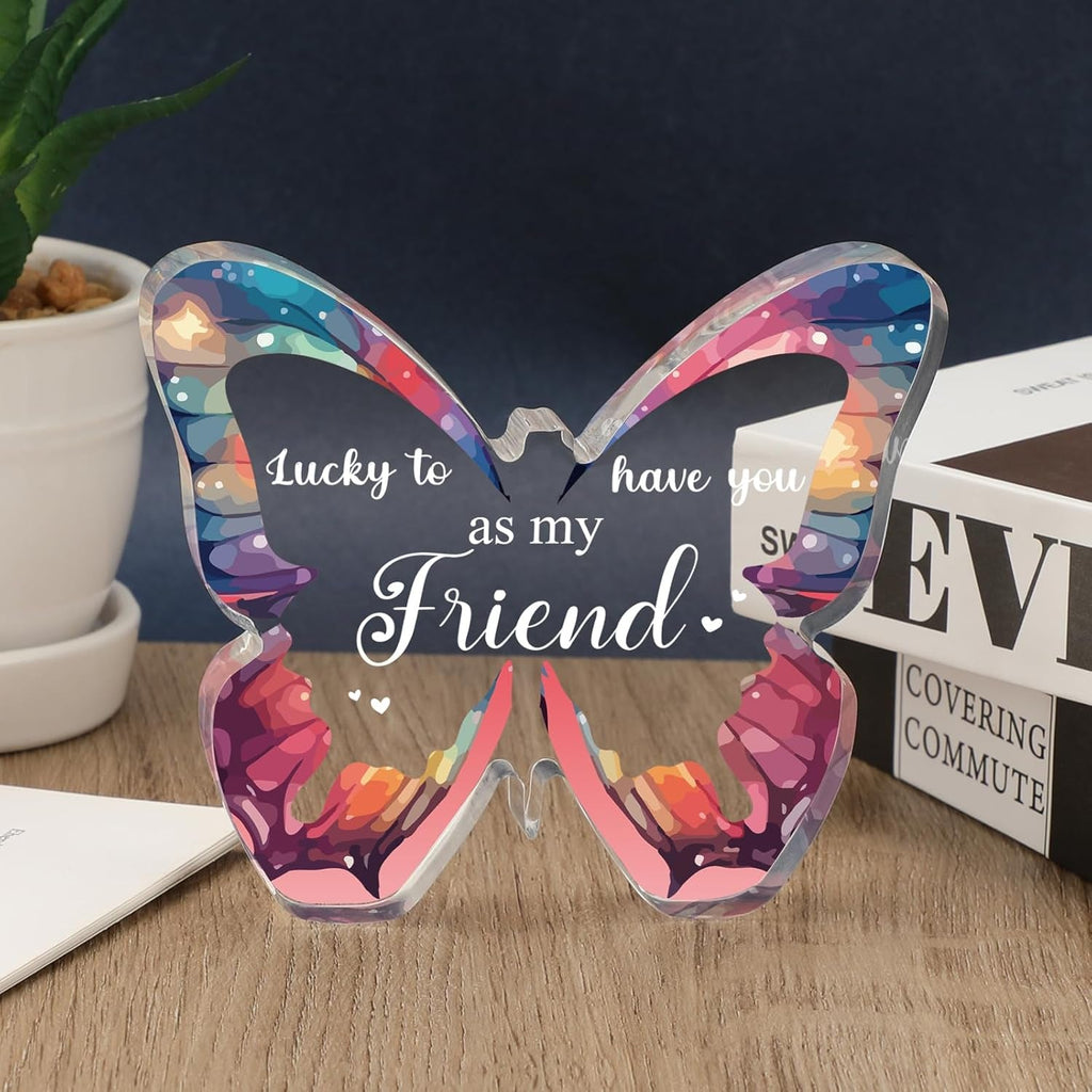 Friendship Gifts for Women,Special Friend Gifts, to My Bestie Easter Gifts Beautiful Butterfly Acrylic Plaque, Best Friend Birthday Gifts for Women, Christmas Wedding Presents for Friends