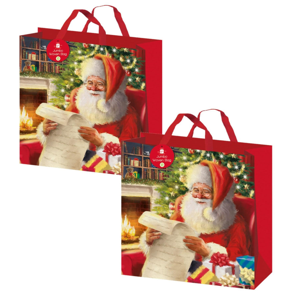 2 X Large Christmas Gift Bags Xmas Presents Woven 45Cm X 45Cm - Choose Design