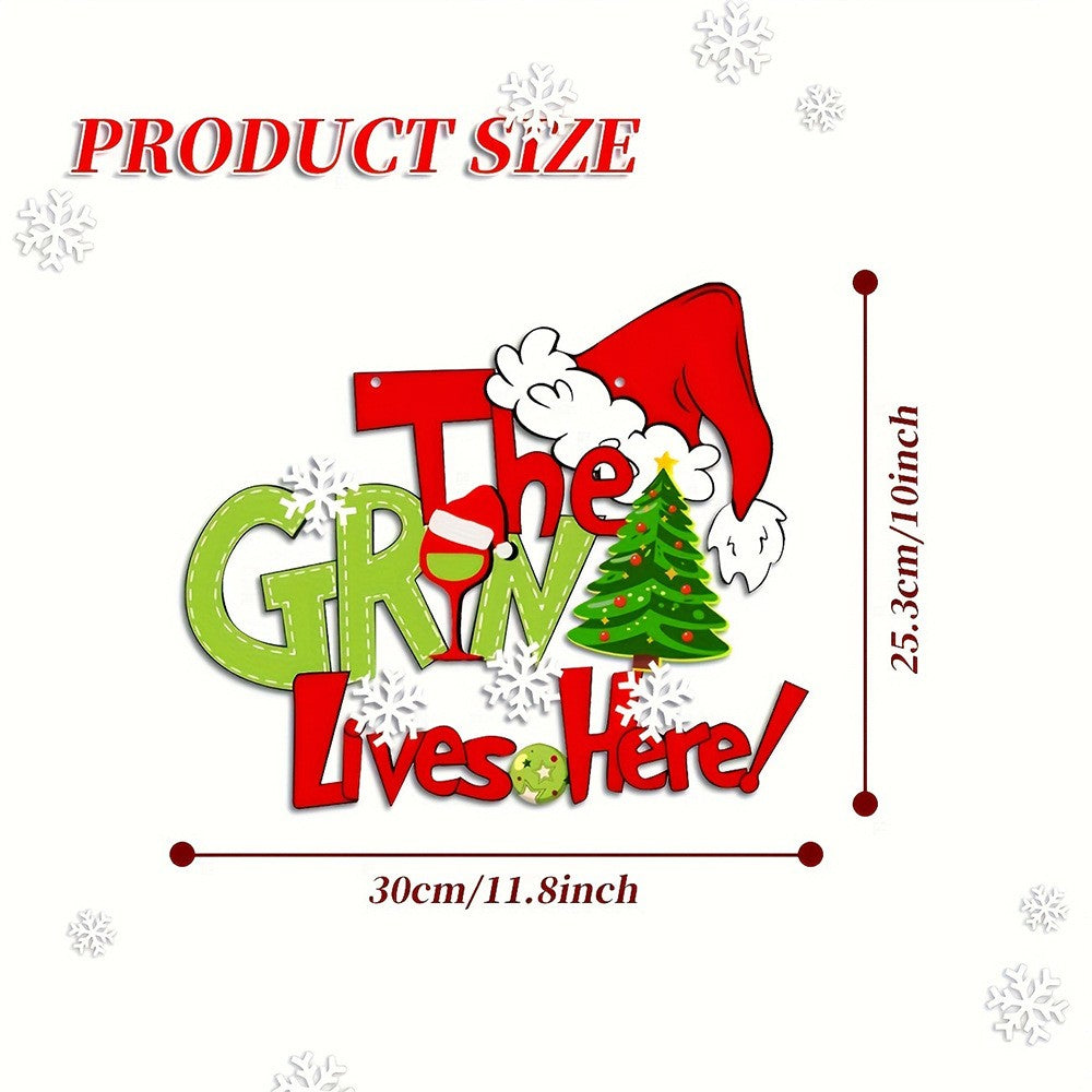 Christmas Door Sign Grinch Hanging Decor the Grinch Lives Here Xmas Ornament