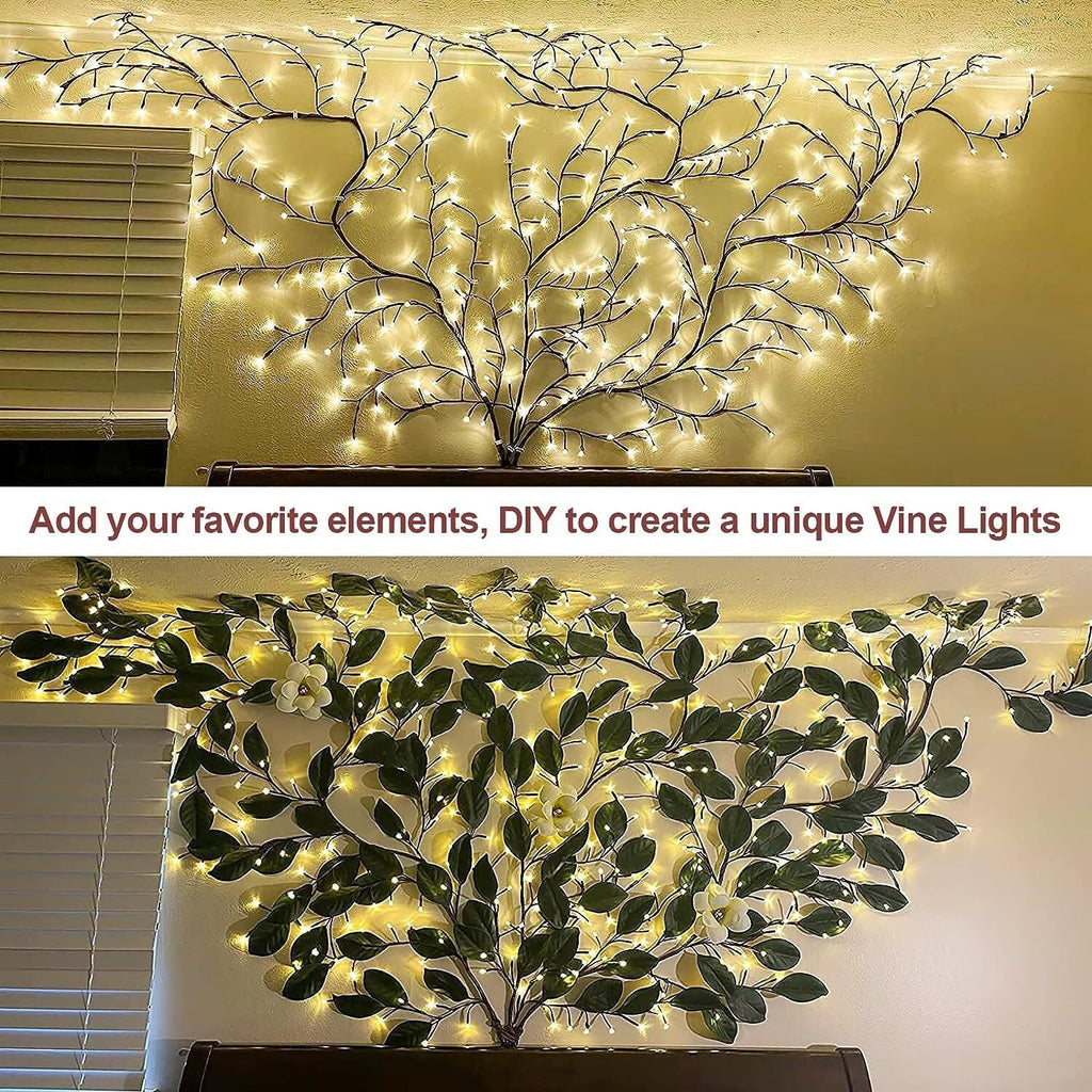 144LED Wall Tree Enchanted Willow Vine Lights Bendable Branch USB Fairy Lighting
