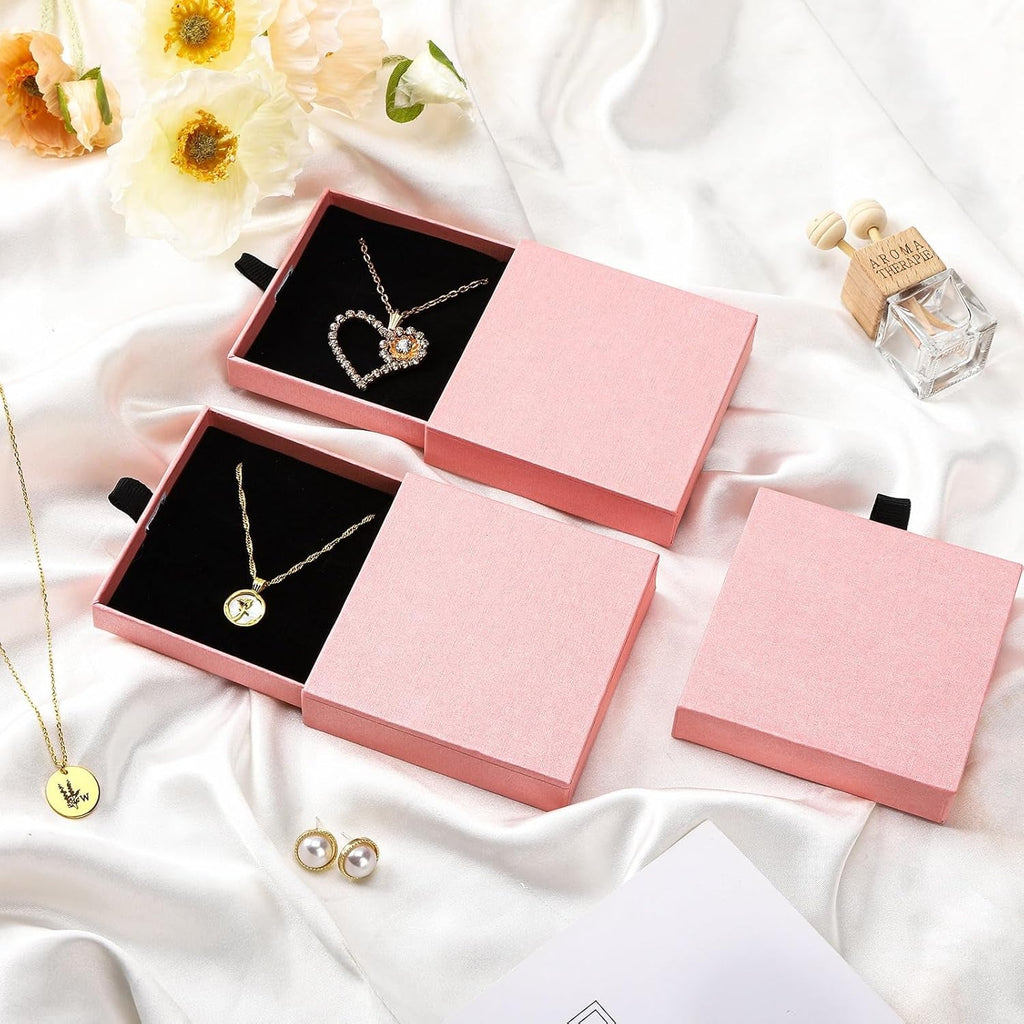 3 Pcs Jewelry Gift Boxes Necklace Earring Bracelet Drawer Gift Box Kraft Jewellery Box for Christmas Birthday Wedding Anniversaries Present