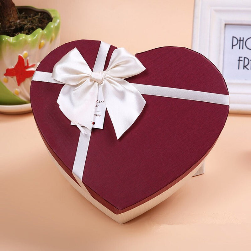 3Pcs Heart Shape Gift Box Packaging Bows Knot Storage Wrapping Christmas