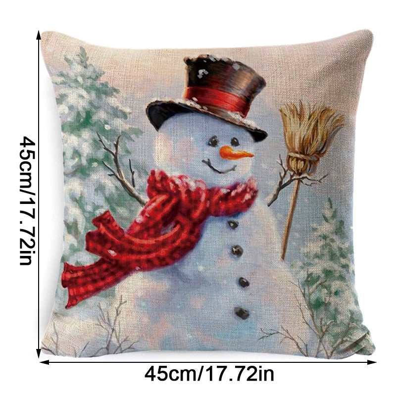 4 Pack Christmas Pillow Cushion Cover Sofa Couch Pillowcases for Xmas Decor 18''