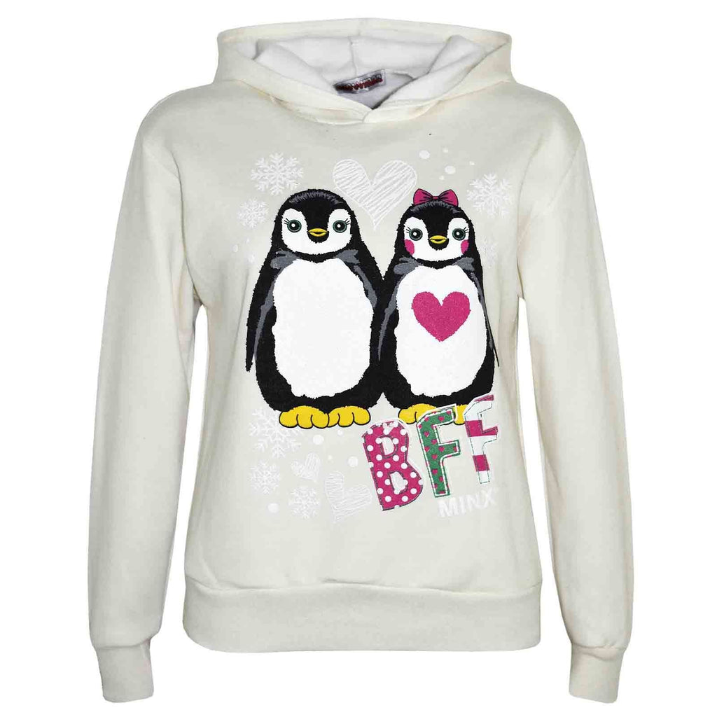 Kids Girls Boys Christmas Jumper Novelty Penguin BFF Print Xmas Sweater 7-13 Yr2