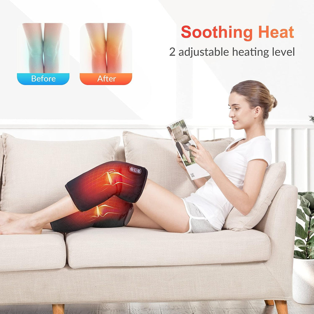 Knee Massager Joint Pain Relief, Heated Knee Massager with Massage, Heating Massager Wrap with Vibration, Christmas Gifts for Women Men