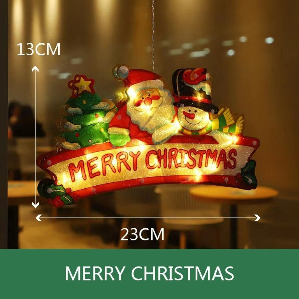 Christmas Window Hanging LED Lights Xmas Ornament Suction Cup Battery Home Party