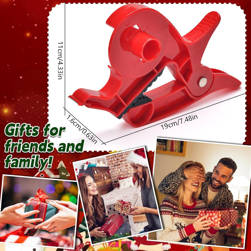 2Pcs Wrapping Paper Cutter, Wrapping Paper Holder, Tabletop Gift Wrapping Tool with Tape Dispenser, Gift Wrap Clamp for Christmas Birthdays Gifts Packaging