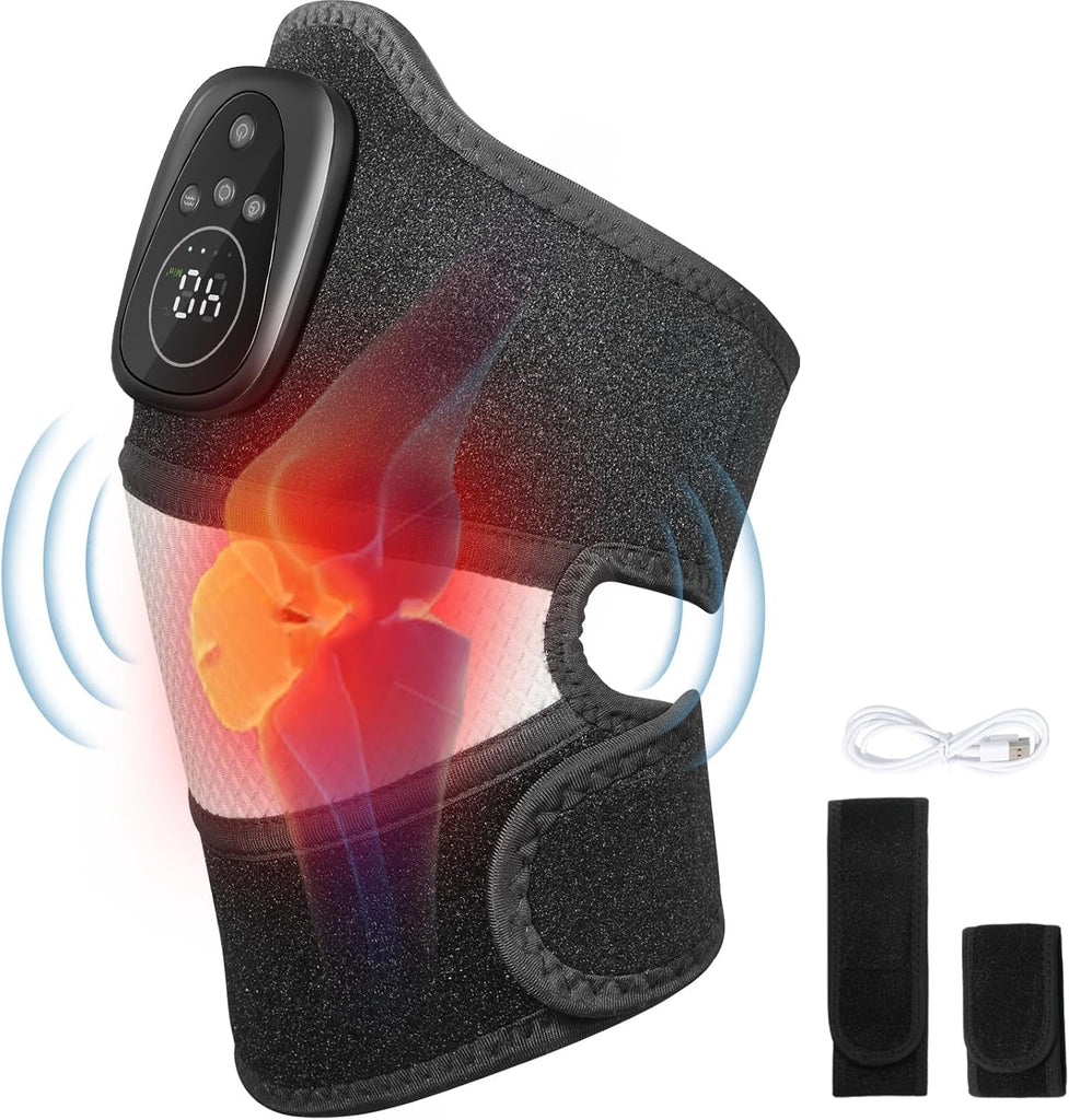 Heated Knee Massager, 3-In-1 Knee Shoulder Elbow Heating Massage Wrap, Pain Relief & Relaxation
