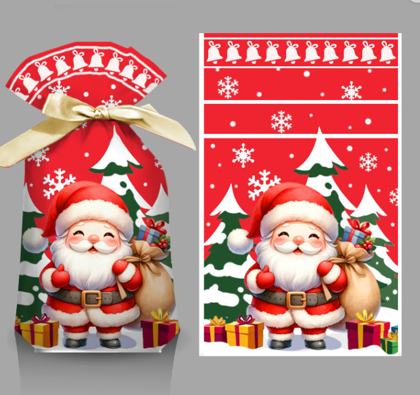 50PCS Drawstring Christmas Gift Bags Perfect for Party Treats Present Packaging