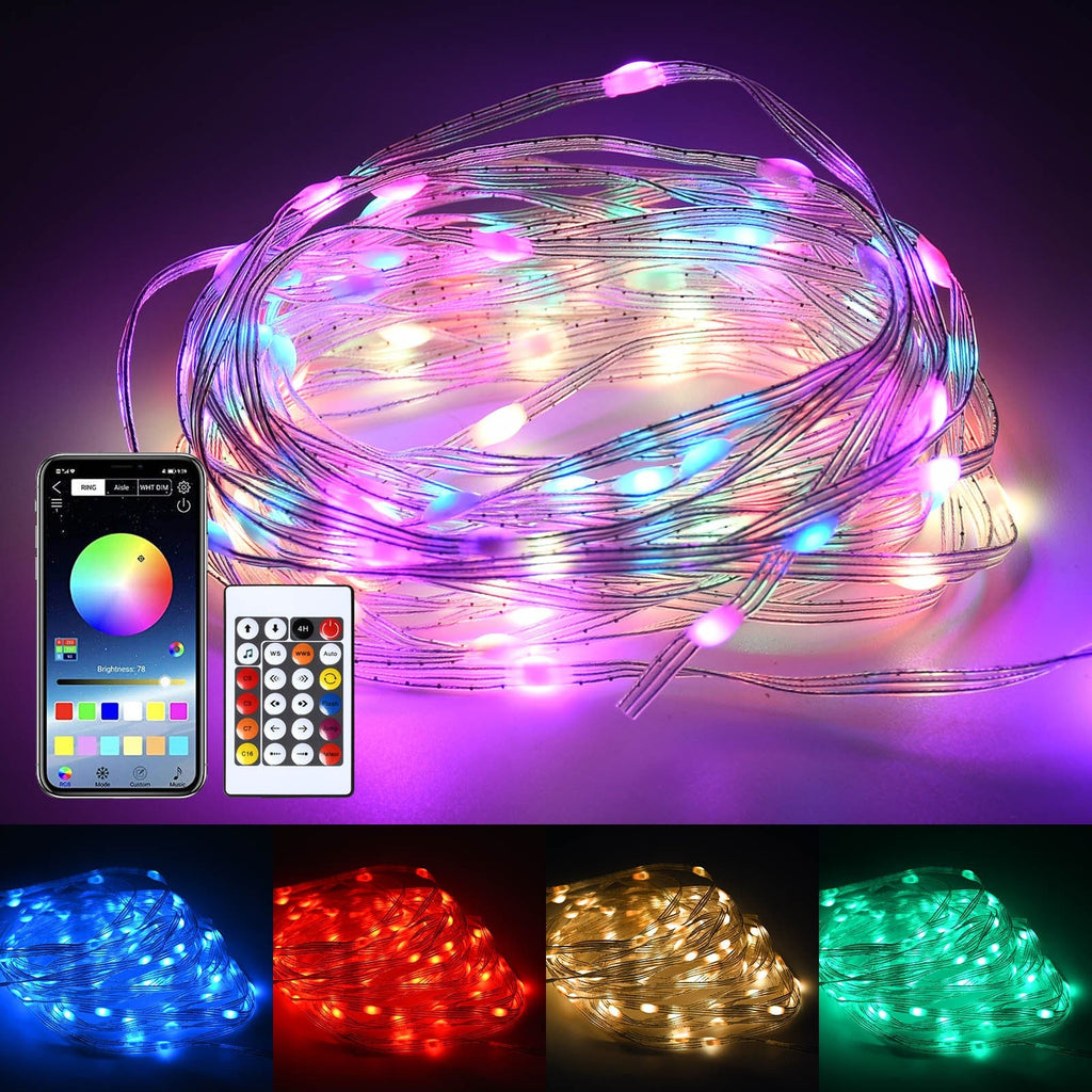 10M 20M RGBIC Chasing Effect LED String Fairy Lights Dream Color+Remote Control