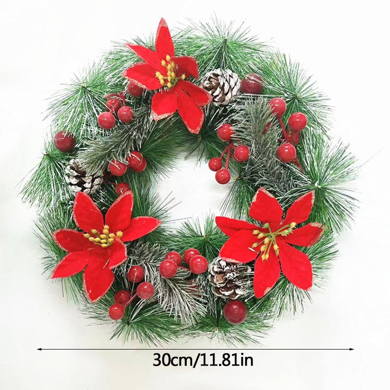 30CM Christmas Wreath with Lights Front Door Wreath Garland Hanging Decor BG