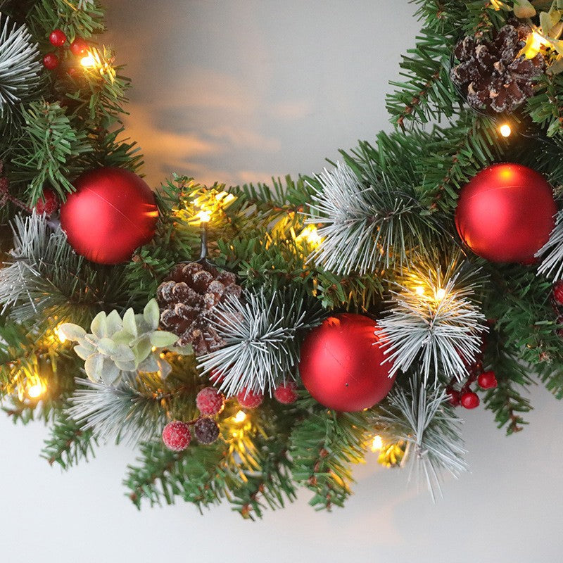 LED Christmas Wreath for Front Door Garland Christmas Xmas Ball Decor Outdoor Uk