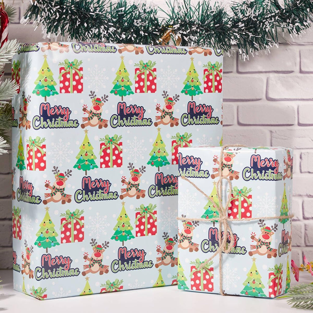 Christmas Wrapping Paper Roll,43Cm*12M Christmas Elements Collection Paper for Xmas Present (Green)