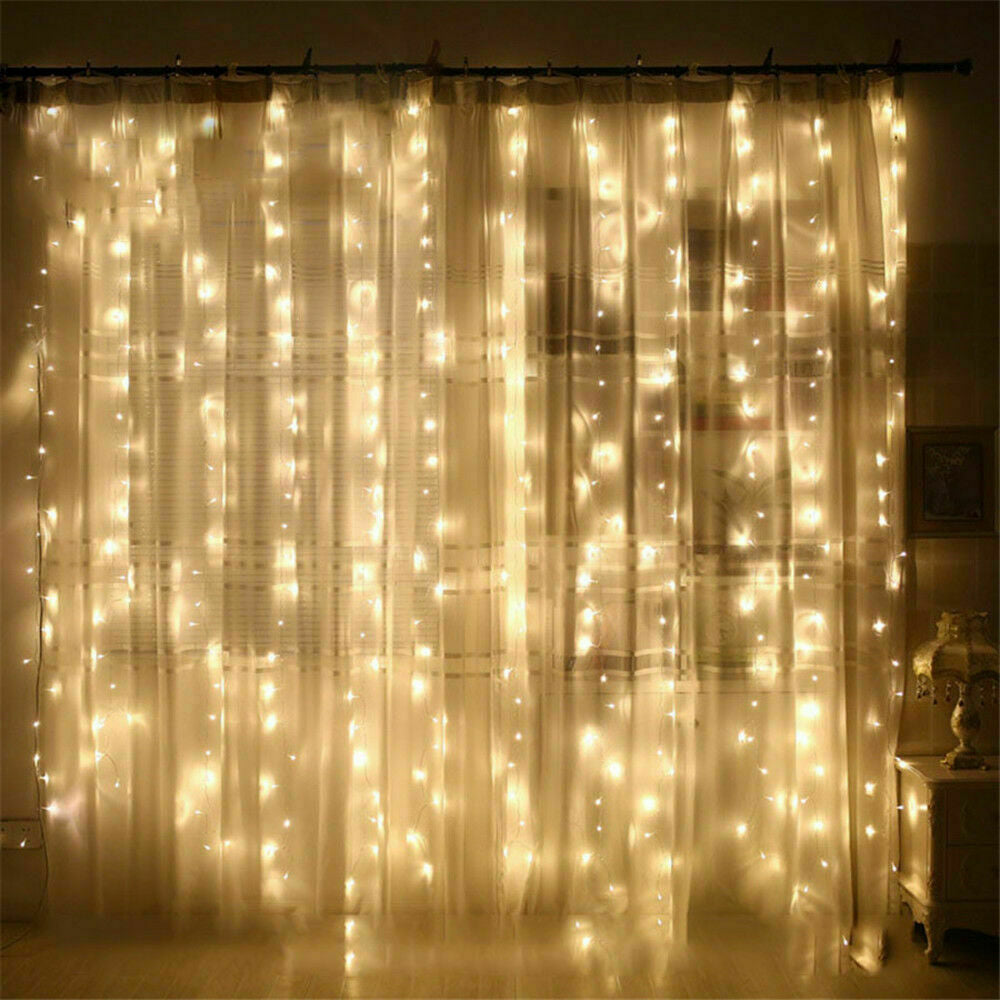 Christmas Curtain Lights Fairy Waterproof Indoor/Outdoor Wedding Plastic Cable