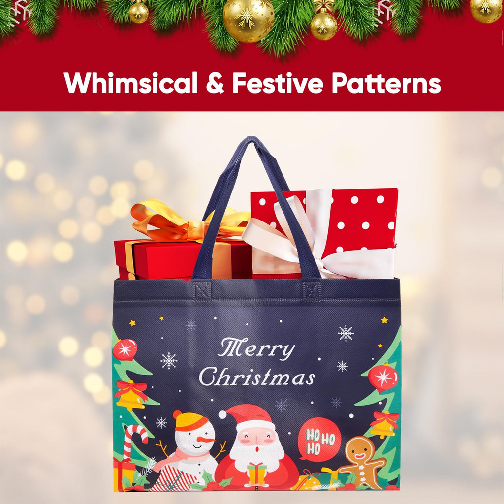 Christmas Gift Bags 12 Pack Tote Bag Non Woven Fabric Gift Party Present Bags