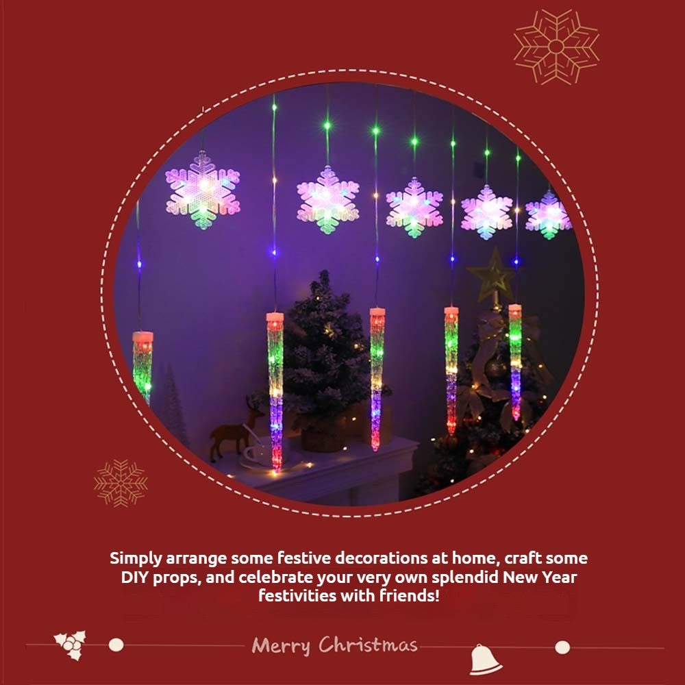 Christmas Window Lights Curtain Window Icicle Snowflake LED Fairy String Light