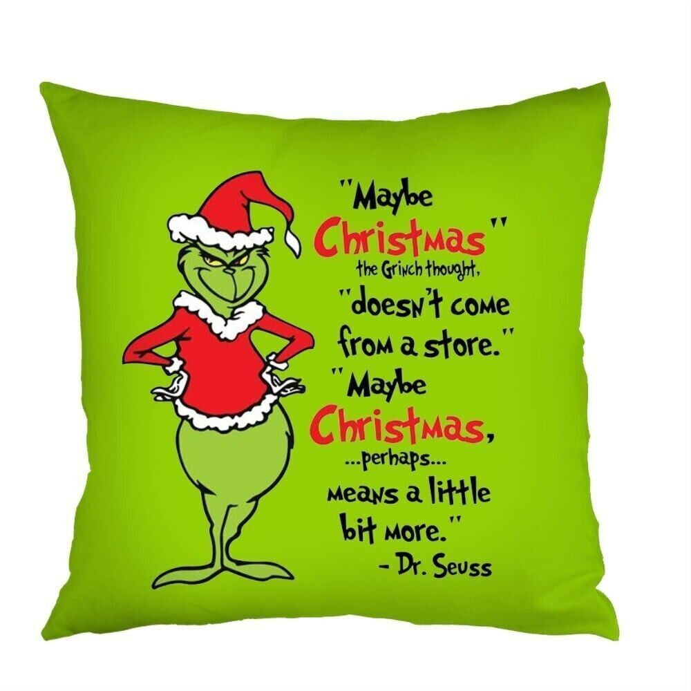 4Pcs Christmas Grinch Cushion Cover Pillow Case Xmas Sofa Pillowcase Decor~