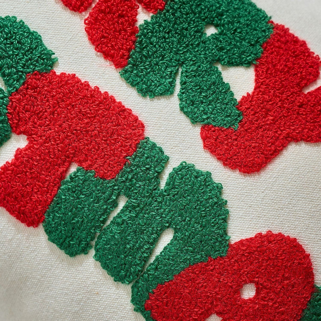 UK Plush Christmas Embroidery Cushion Cover Xmas Luxury Pillow Case Home Decor