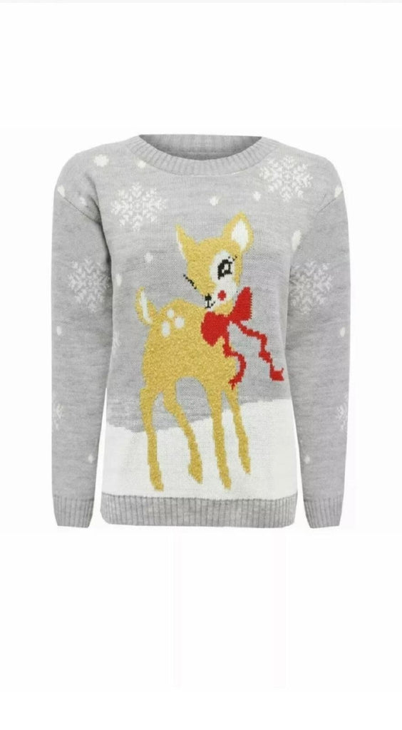 New Kids Boy Girls Christmas Deer Bambi Novelty Xmas Party Jumper Sweater Top