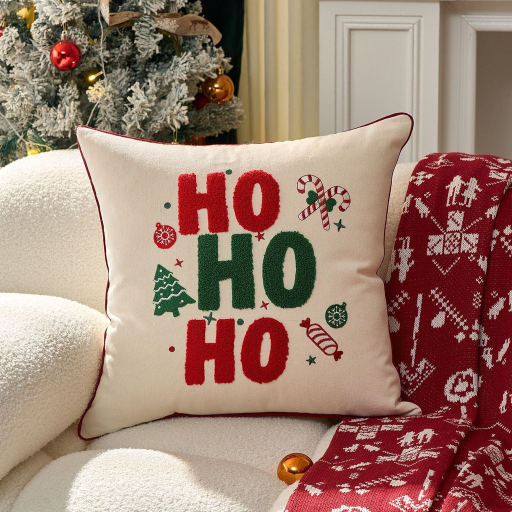 UK Plush Christmas Embroidery Cushion Cover Xmas Luxury Pillow Case Home Decor