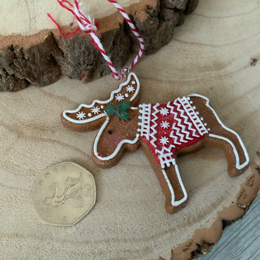 Iced Gingerbread Style Cookie Christmas Decoration Robin Jumper Gisela Graham