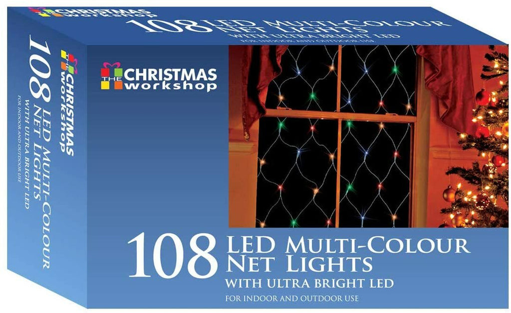 108 LED Net Christmas Window Lights Multi-Coloured Celebrations Parties 77940