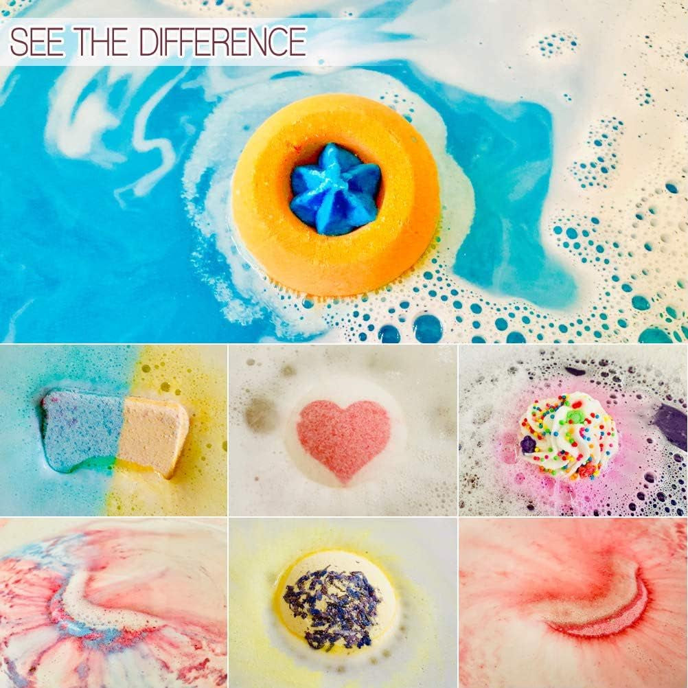 7 Natural Bath Bombs for Women, Spa Bubble Fizzies, Luxurious Gift for Girls Kids, Beauty Set for Her on Christmas Valentines Birthday Mothers Day Anniversary