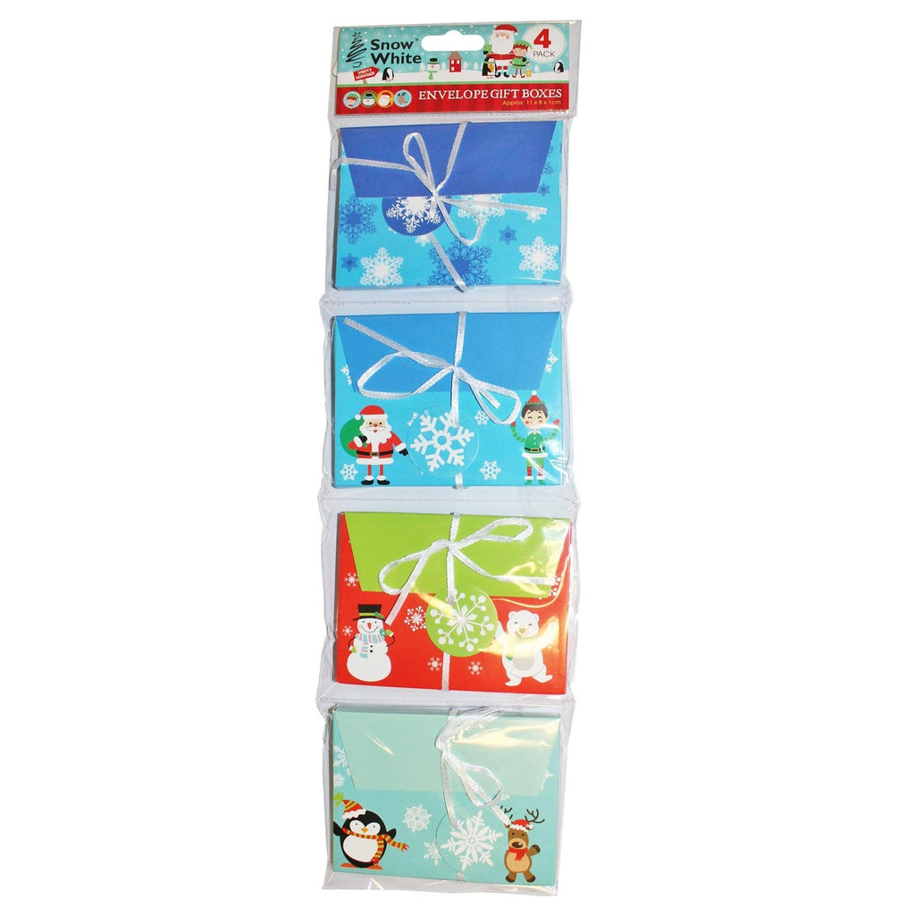 Christmas Gift Box Money Voucher Envelope Pack of 4 - Design C