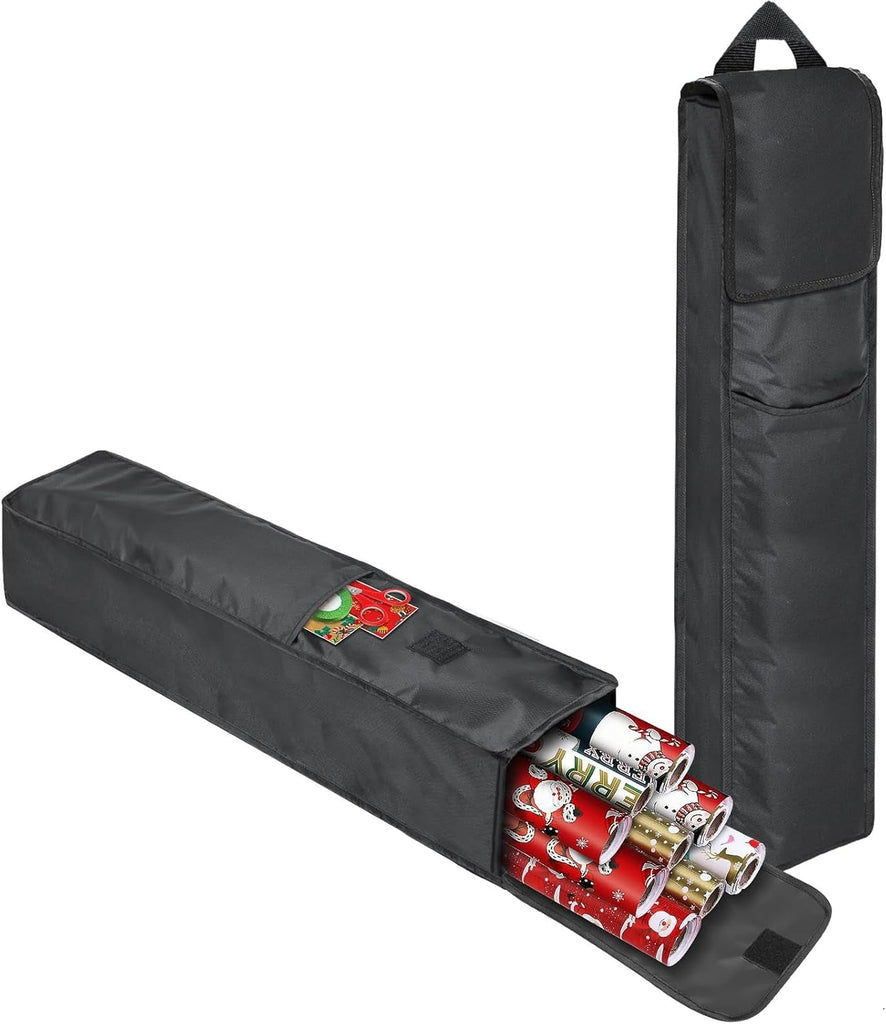 2 Christmas Wrapping Paper Storage Bag- Durable Fabric Wrapping Paper Roll Gift Wrap Storage Bag Box for Rolls,79X14X14Cm