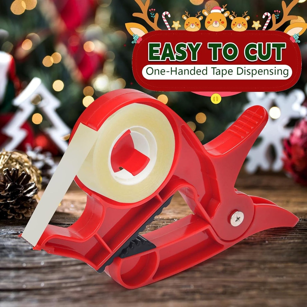 2Pcs Wrapping Paper Cutter, Wrapping Paper Holder, Tabletop Gift Wrapping Tool with Tape Dispenser, Gift Wrap Clamp for Christmas Birthdays Gifts Packaging