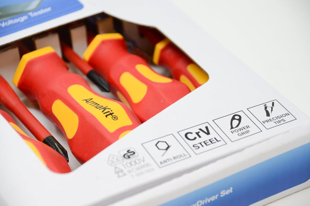 VDE Electrical Screwdriver Set - 7 Piece Insulated Terminal Kit Tested and Certified to IEC60900 1000V (AKVDE-7)