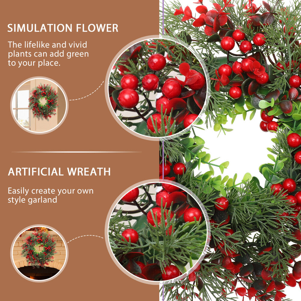 Faux Red Berry Wreath Winter Berry Wreath Christmas Artificial Wreath