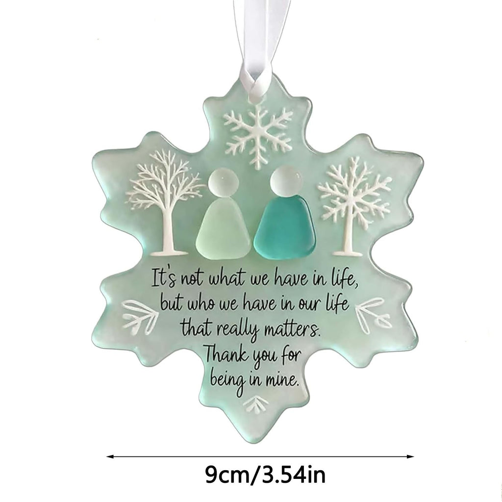 Snowflake Shaped Sea Glass Friendship Decor Christmas Tree Hanging Ornament