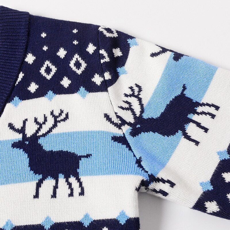 Boys Girls Christmas Elk Sweaters Kids Winter Cardigans Knit Jumper Casual Tops