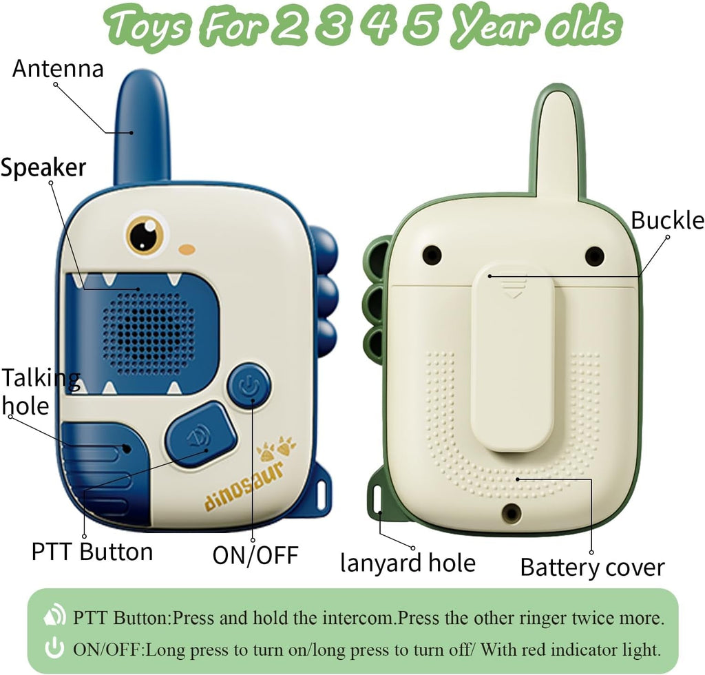 Walkie Talkie Kids - Toys for 2 3 4 5 6 Year Old Boys Girls Dinosaur Toys for Boys Gifts for 5 6 7 8 Year Olds Kids Toys Age 4-7 Walkie Talkie Outdoor Toys Camping Birthday Xmas Easter