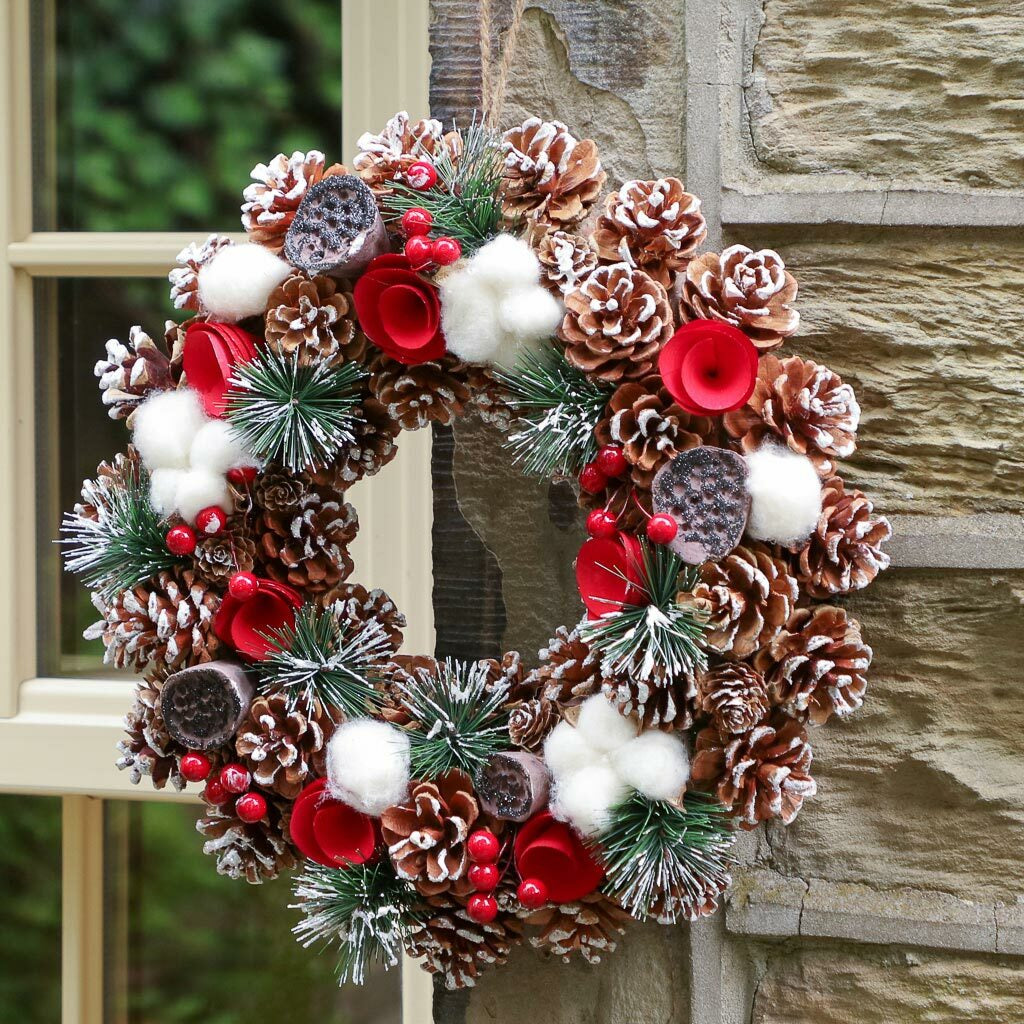 Large Traditional Front Door Wreath Wall Hanging Outdoor Garland Decorations
