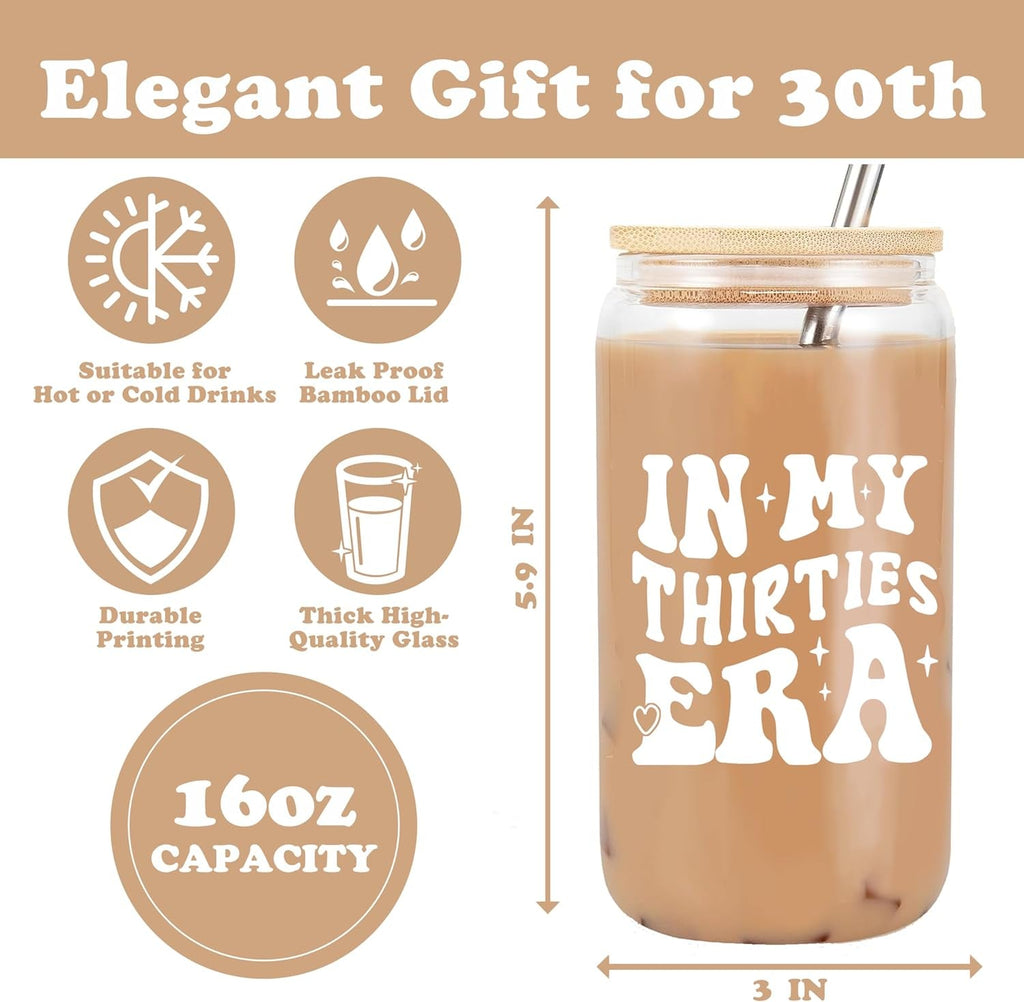 30Th Birthday Gifts for Women, 30Th Birthday Creative Travel Mug, Coke Cup, Glass Mug, Interesting Personalized Mug, Gift for Best Friend Female Mum Wife Daughter Sister Girlfriend