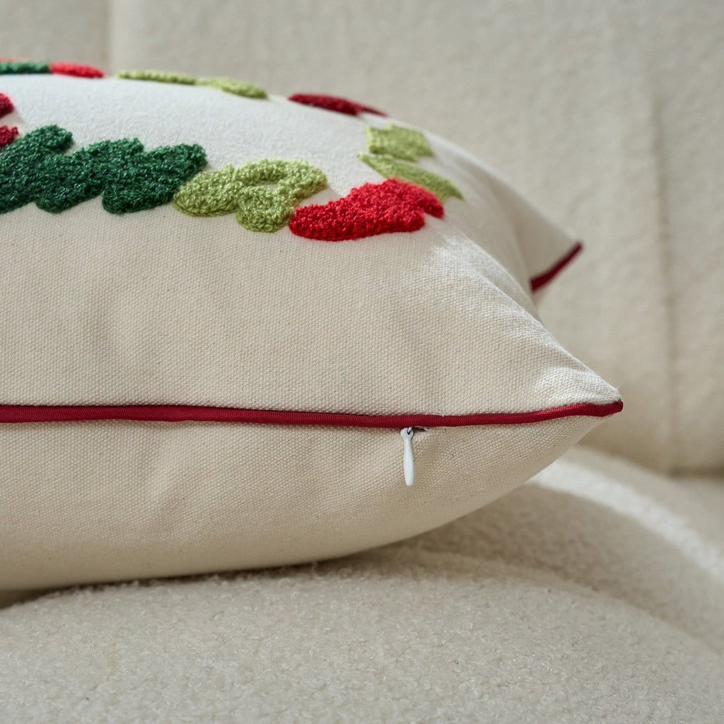 UK Plush Christmas Embroidery Cushion Cover Xmas Luxury Pillow Case Home Decor