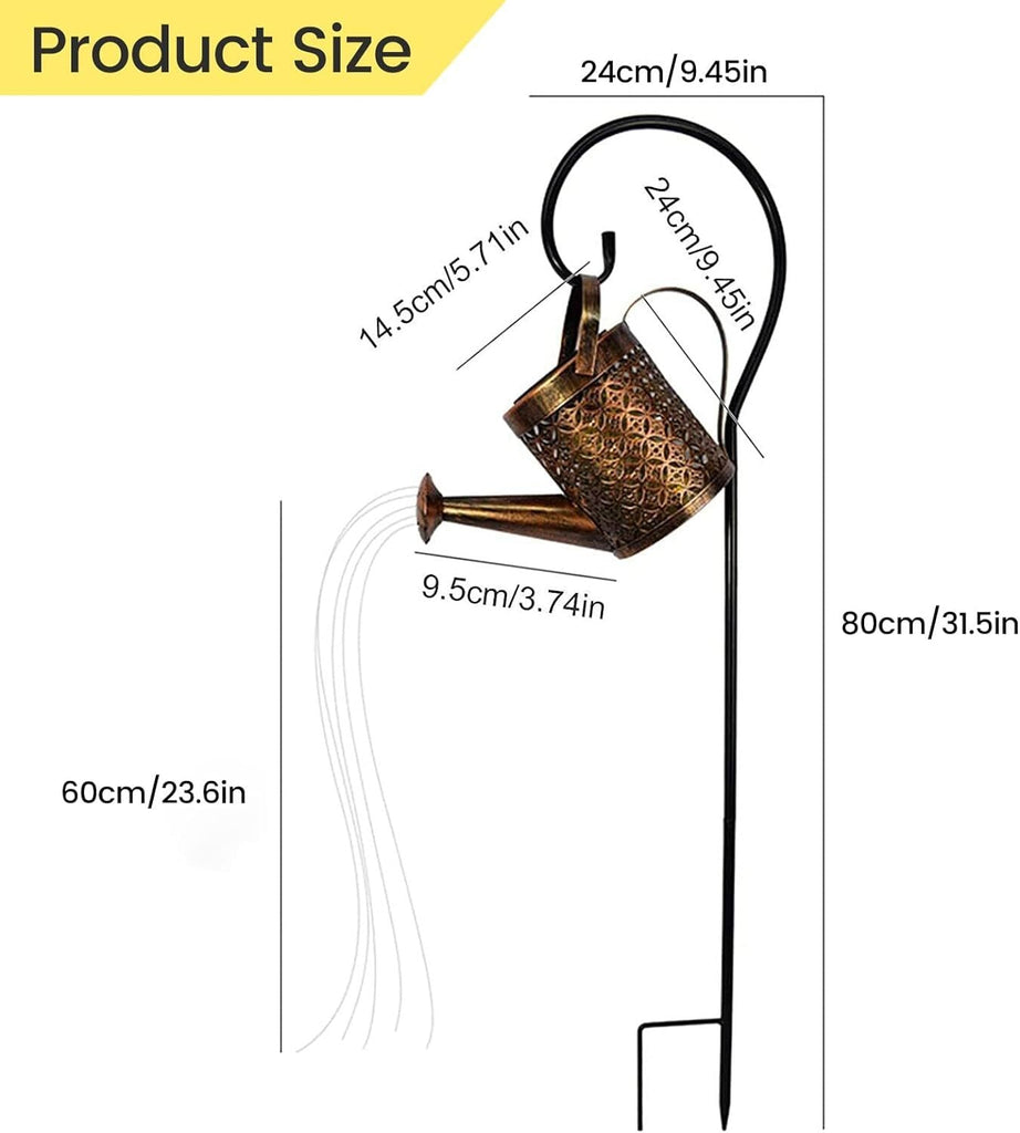 Solar Power LED String Light Watering Can Hollow Outdoor Garden Lamp Decor Xmas