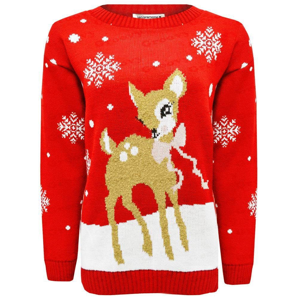 Christmas Jumper Kids Girls Baby Deer Novelty Xmas Knitted Jumper Warm Sweater