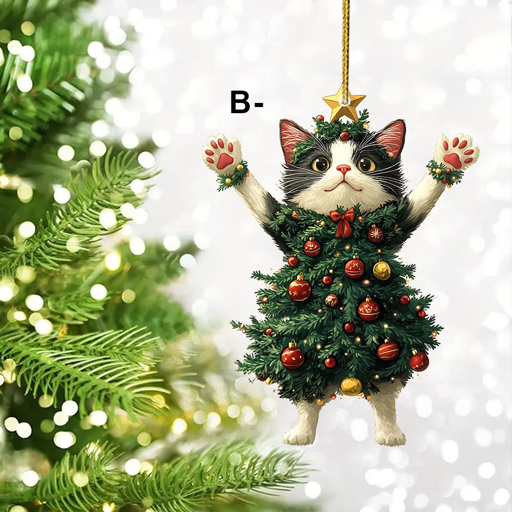 Cute Cat Hanging Ornaments Christmas Tree Pendants Acrylic Hanging Decoration