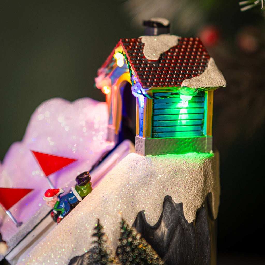 Christmas Village Scene Decoration Sledging Musical Moving Ornament Light Up