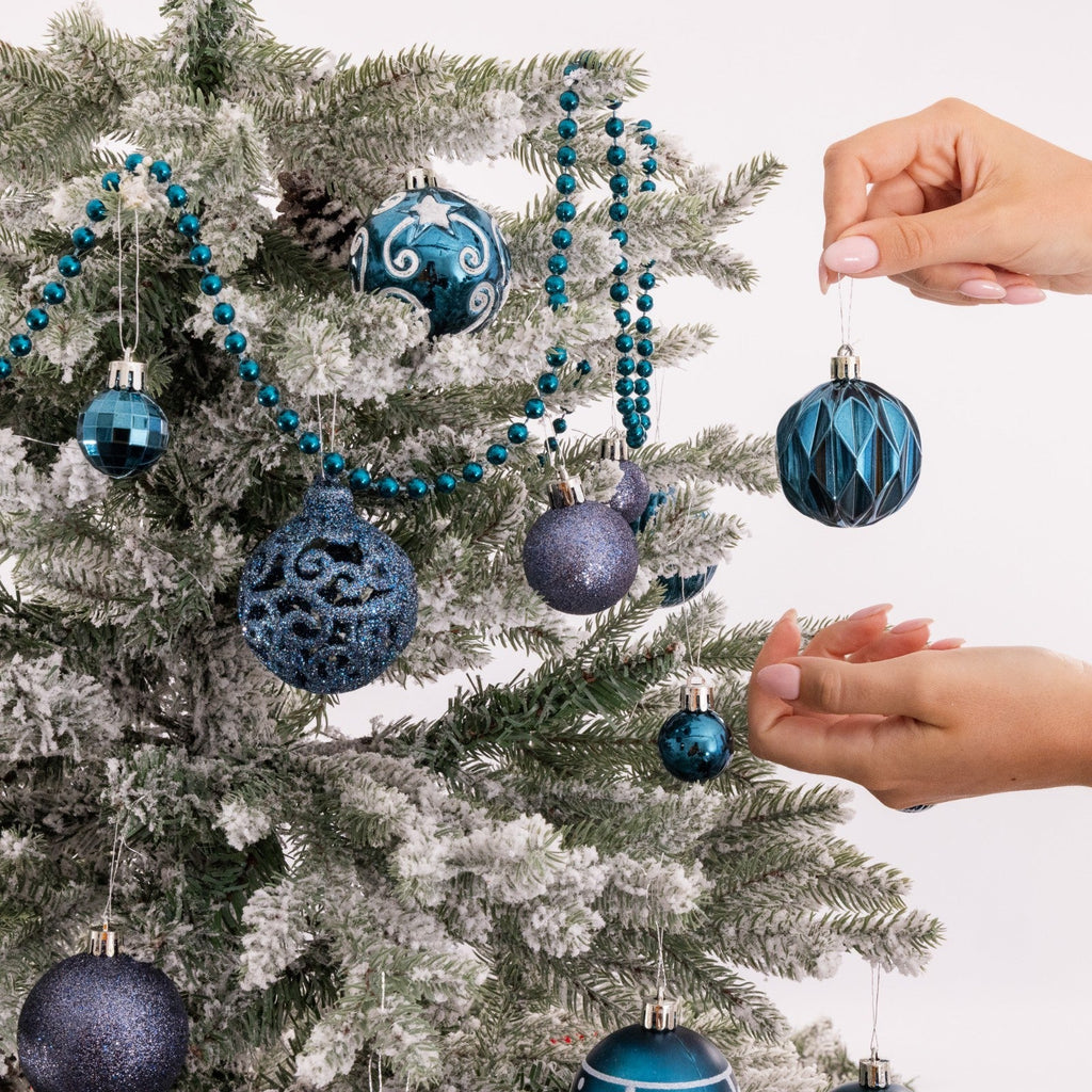 100 Christmas Baubles Tree Hanging Balls Xmas Party Beads Ornament Navy Blue