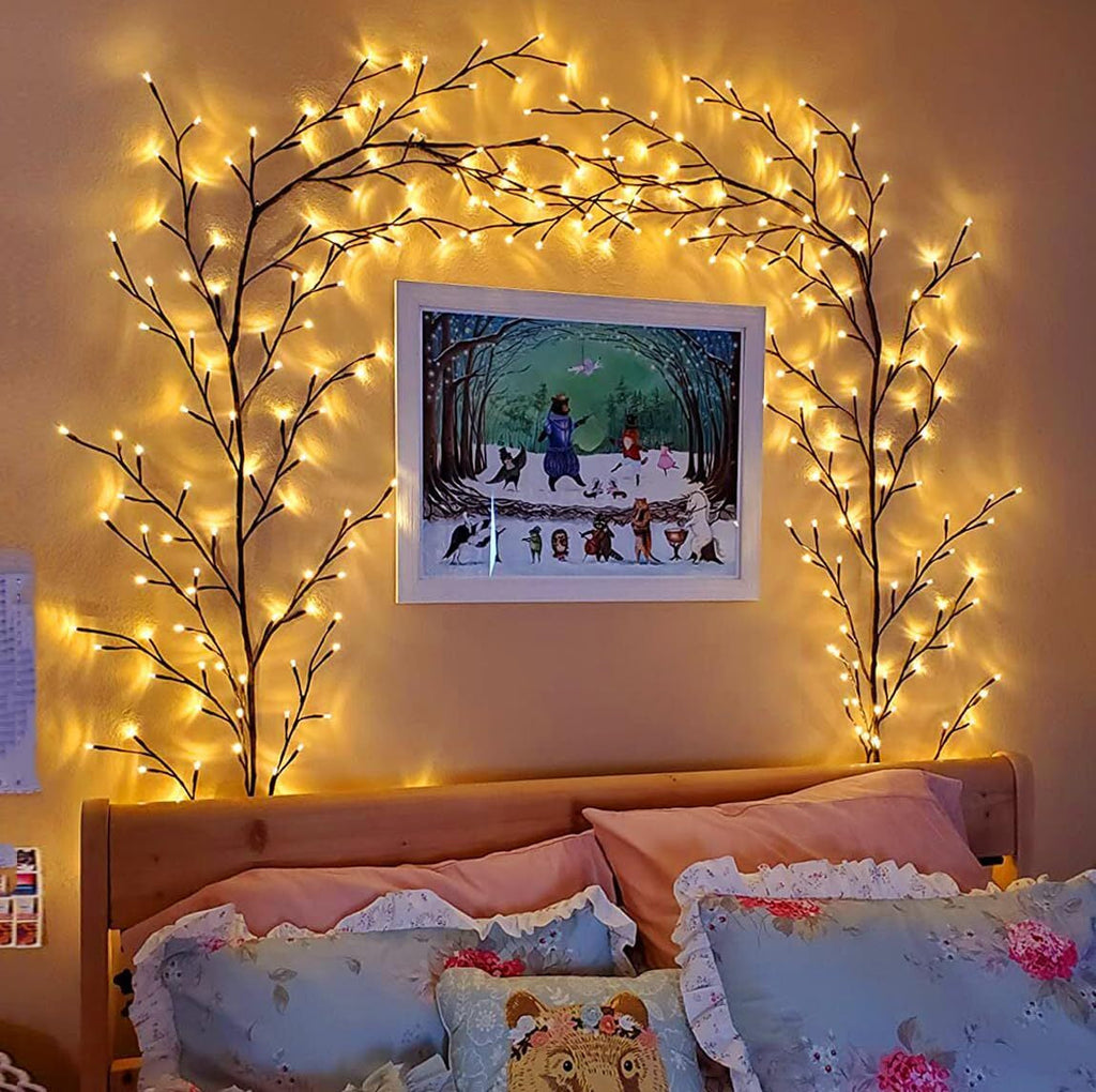 144LED Wall Tree Enchanted Willow Vine Lights Bendable Branch USB Fairy Lighting