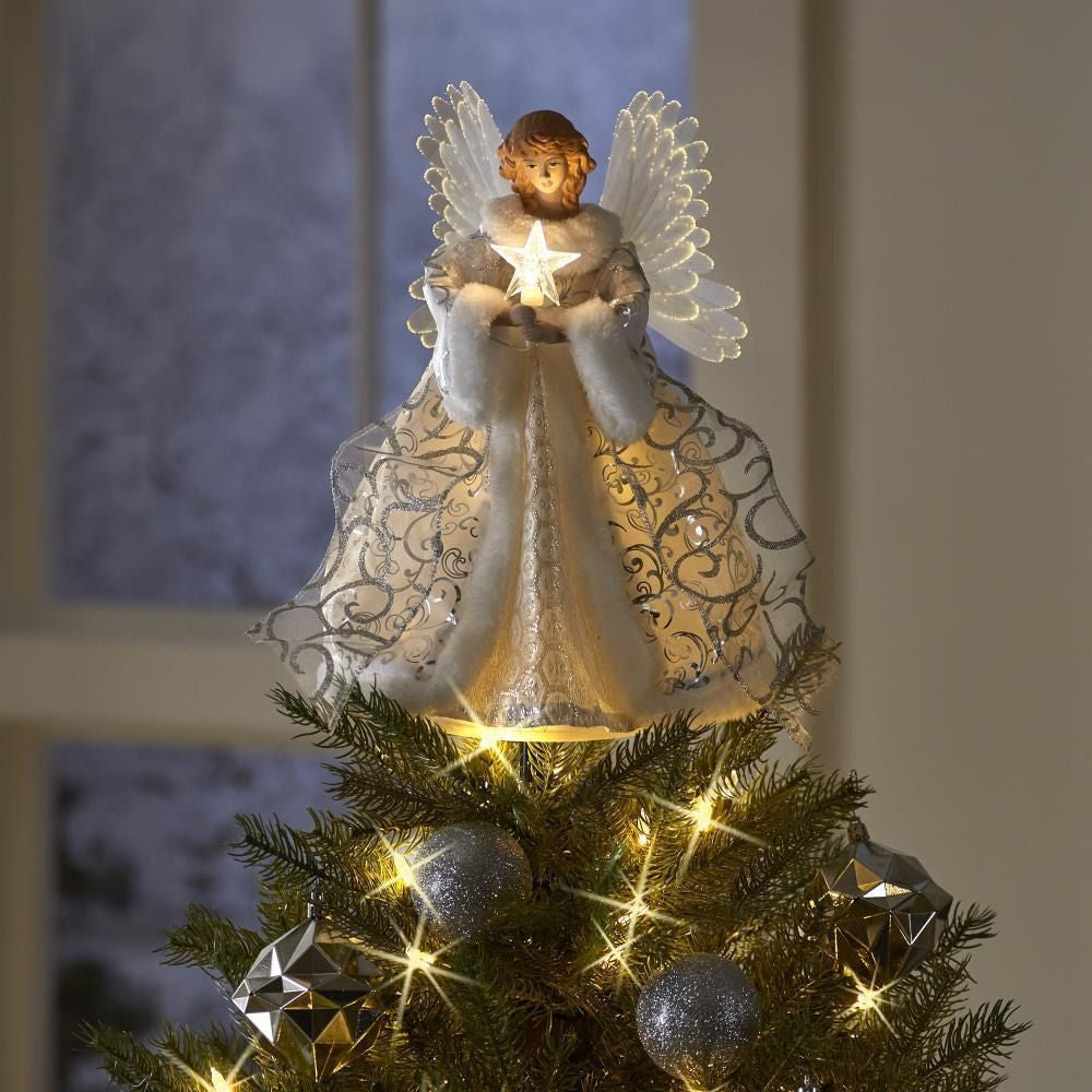 Christmas Angel Fairy Tree Topper Festive Xmas Tree Tops Ornament Decor Gift