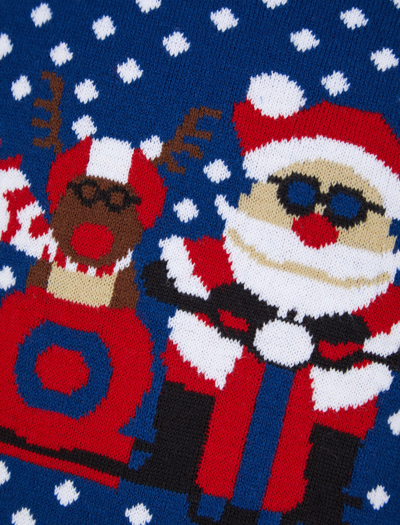 Kids Boys Christmas Jumper Sidecar Polka Dot Xmas Sweater Pullover Novelty