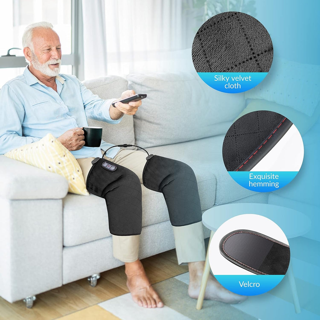 Knee Massager Joint Pain Relief, Heated Knee Massager with Massage, Heating Massager Wrap with Vibration, Christmas Gifts for Women Men