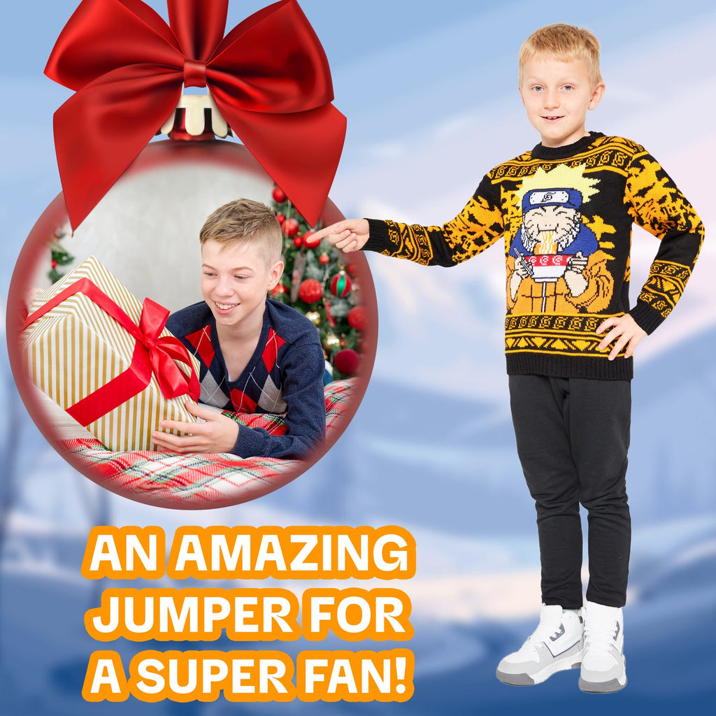 Naruto Kids Christmas Jumper Crew Neck Long Sleeves Sweater Warm Top Cosy
