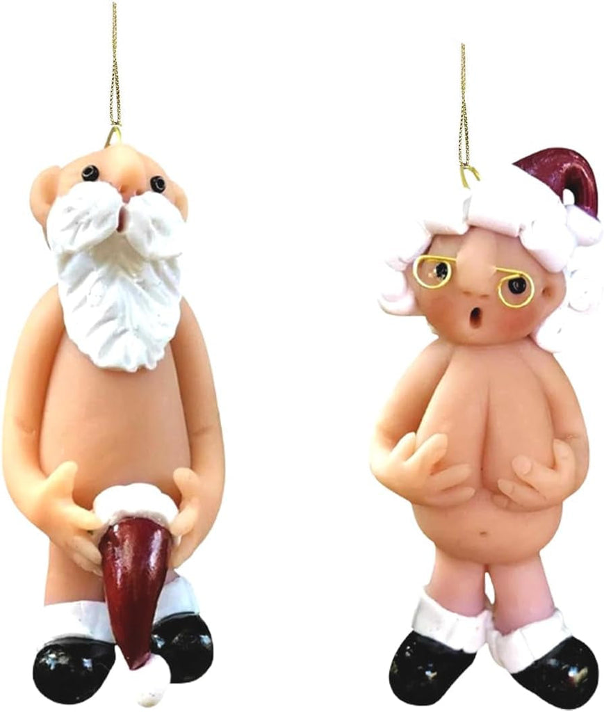 Christmas Naughty Santa Christmas Ornament Decorations 5CM Stocking Cap Santa Ornament Naked Santa Decorative Xmas Decor Ornaments Party Gifts (Small)