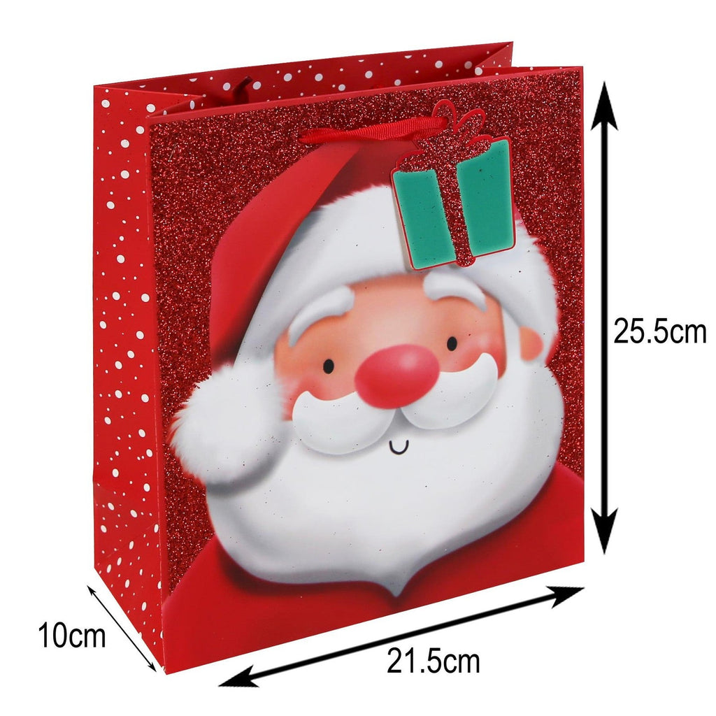 Christmas Gift Bag with Gift Tag Santa'S Face 25.5Cm X 21.5Cm X 10Cm